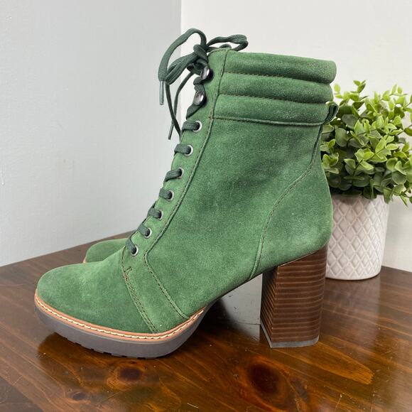 Naturalizer Callie Suede Leather Lace Up Ankle Boot Spruce Green Size 9 - Picture 2 of 11